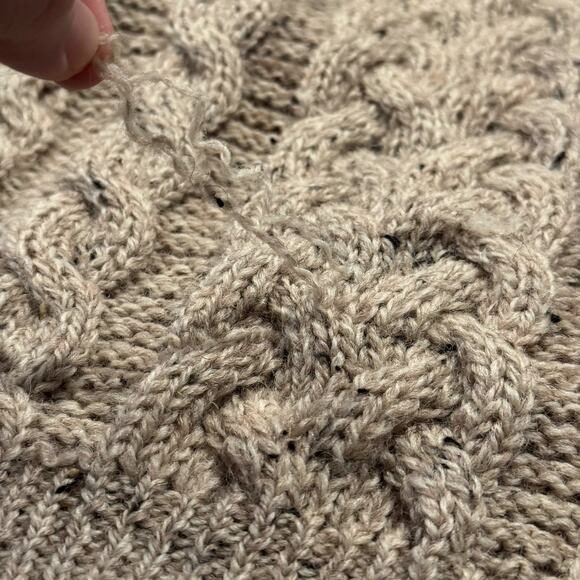 Shannon Woolen Mills Sweater Wool Cable Knit Cottage Grandpa Academia Zip Large - Picture 9 of 11